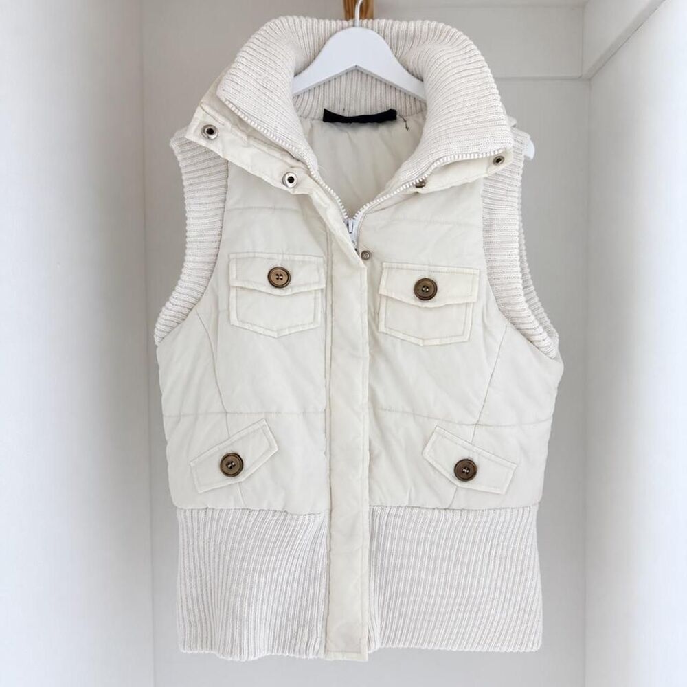 One-step-up Women's Cream and White Gilet